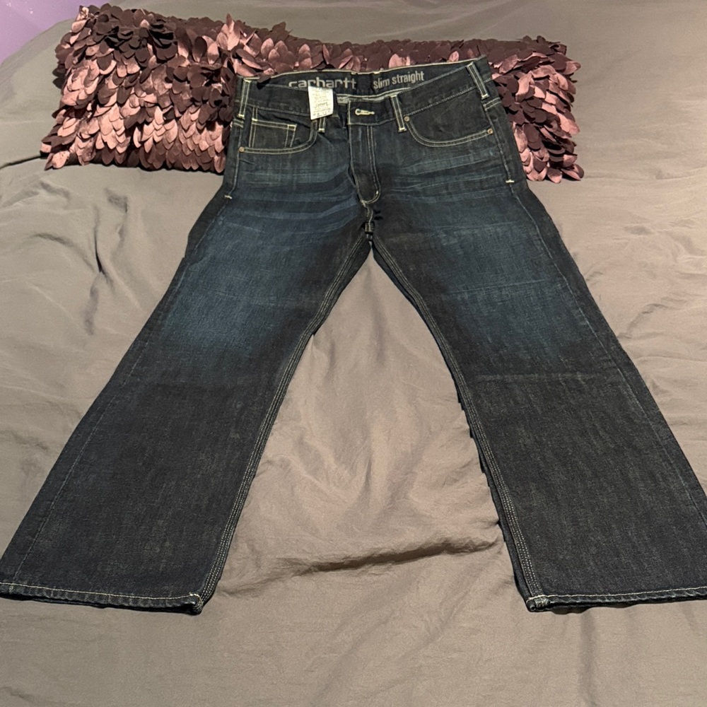 Carhartt Men's Deep Indigo Slim Straight Jeans